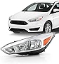 AKKON - Fits 2015 2016 2017 2018 Ford Focus Halogen Type Chrome Headlight w/LED DRL Tube Driver Left Side Replacement