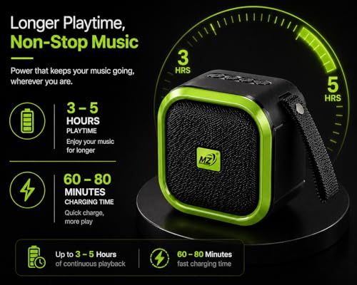 Image of 10W Wireless Bluetooth Speaker with Deep Bass, TWS Function, Type-C Fast Charging, 3-5 Hours Playtime, Portable Mini Speaker with FM /USB /TF Card Support & Bluetooth 5.0 (M Green)