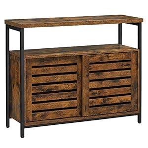 VASAGLE Dressoir, kast met 2 schuifdeuren, opbergkast, voor woonkamer, gang, keuken, eetkamer, stalen frame, industriële…