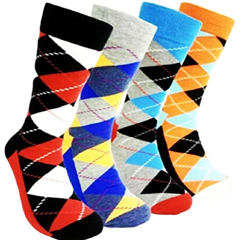 Men Argyle Diamond Bright Socks Cotton Rich Lycra Design Socks Size 6-11 (UK 6-11, Pack Of 3) Cover