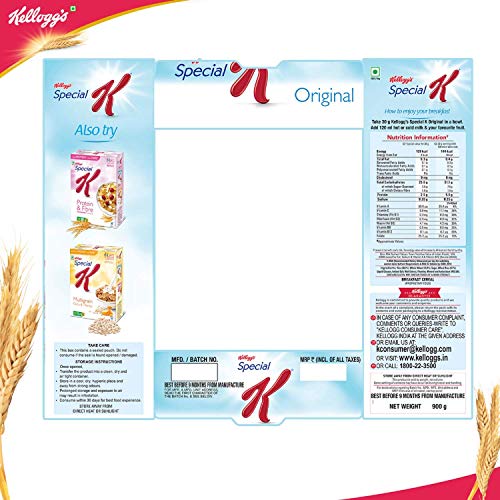 Image of Kellogg's Original Special K | Only 2% Fat | Sub 300 Calorie Breakfast Cereals | Whole Wheat Flakes| Source of Protein & Fibre | 900 /935g