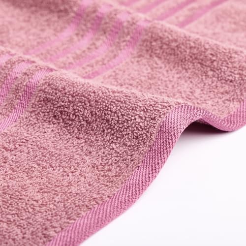 Image of haus & kinder 100% Cotton Bath Towel (380 GSM) | Soft, Super Absorbent & Quick Dry | Oxford Collection | 70 x 140 cm | Apricot | Pack of 1