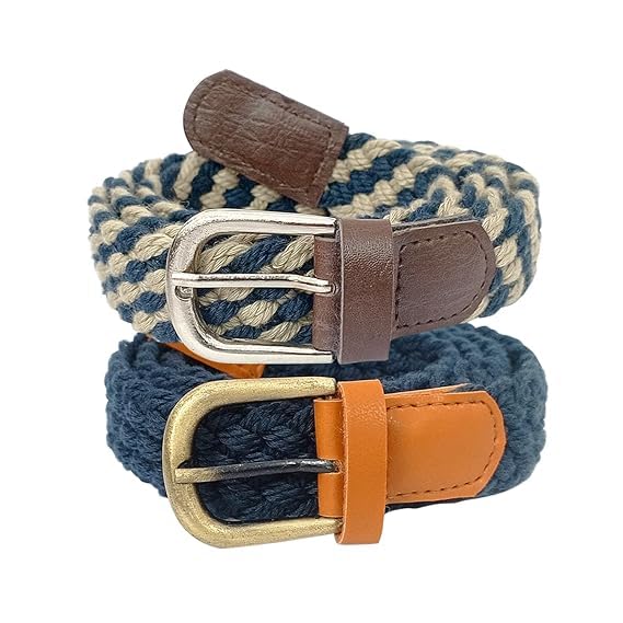 Handmade Cotton Braided Casual Belt for Girls & Women – Handwoven Long Shirt Belt, Braided Belts Set (1 Beige-Blue & 1 Blue, 2 PCS)-image-19