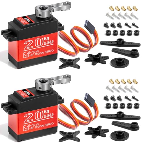 Miuzei 20KG RC Servo Motor High Torque Metal Gear Digital Servo Waterproof Steering for 1/8, 1/10 R/C Model DIY Car Robot, Control Angle 180° (2)