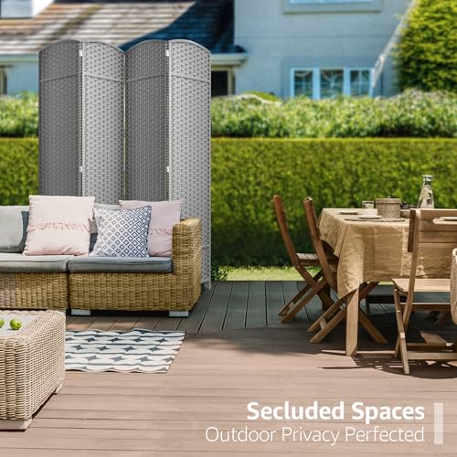 Sorbus 4 Panel Room Divider 6 ft. Tall - Privacy Screen, Extra Wide Double Hinged Panels, Mesh Hand-Woven Design, Partition Room Dividers and Folding Privacy Screens, Wall Divider for Room Separation
