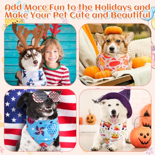 Reginary 72 Packs Holiday Dogs Bandanas Bulk Patriotic Halloween Thanksgiving Christmas New Year Birthday Summer Scarf Bibs Easter St. Patrick's Day Pets Bibs Adjustable Dog Bandana for Pet Costume - Image 6