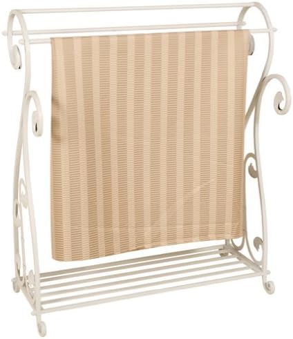 Estante de edredón de metal Whitewash