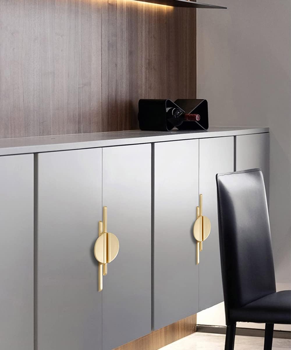 Myxekllo Brushed Gold Drawer Pulls Half Moon Drawer Pulls, 2.5 inch(64mm) Hole to Hole Semi Circle Cabinet Pull Handles for Kitchen Cabinet Cupboard Dresser, 2 Pack