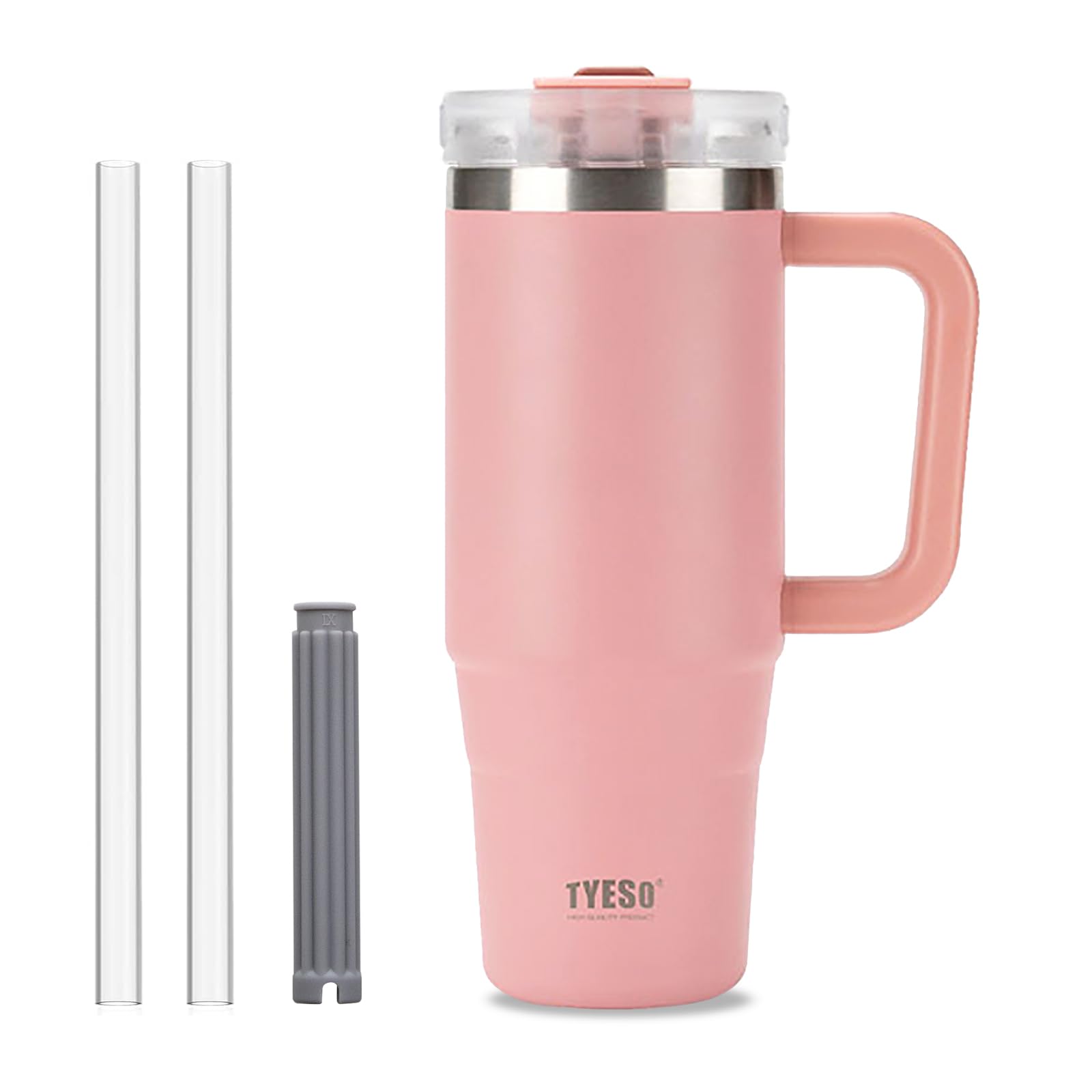 Coffee Cup Travel Mug with Handle, 30oz Tumbler with Lockable Lid, Stainless Steel Vacuum Insulated Water Bottle with Straw