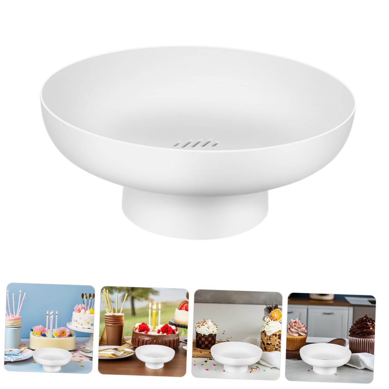 Set 2 Pezzi Fruttiera Rotonda Bianco in Pp, Portafrutta Multifunzionale Piedistallo, Contenitore Versatile per Dolci e Snack, per Famiglia e Centrotavola Moderno