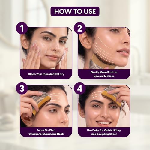 Image of Kesariglow Lymphatic Contour Face Brush for Jawline Sculpting & Facial Massage | De-Puffing, Lymphatic Drainage & Skin Tightening | Soft Bristle Facial Massager for Chin, Neck & Cheeks | Includes Travel Case