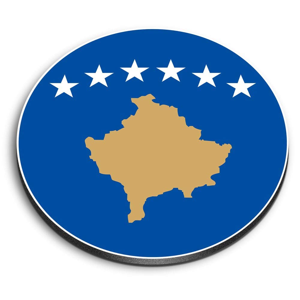 Destination Vinyl Ltd Multicolor 1 X Round Mdf Magnet - Kosovo Flag Map 9043