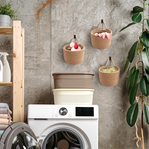Fabric-Wall-Hanging-Baskets-3Pack-Woven-Pouchs-Boho-Style-Wall-Mounted-Bag-with-Adhesive-Hooks-Storage-Organizers-and-Decoration-Pocket-Caddy-Bins-on-Door-Rack-Linen-Black-Large Fabric Wall Hanging Baskets 3Pack Woven Pouchs Boho Style Wall Mounted Bag with Adhesive Hooks Storage Organizers and Decoration Pocket Caddy Bins on Door Rack Linen Black Large