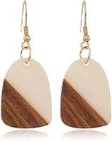 Retro Boho Wooden Drop Dangle Earrings for Women - Lightweight Geometric Bar Leopard Statement Resin Jewelry