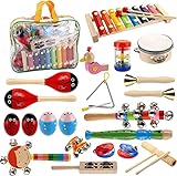 Yopay Toddler Musical Instruments, Kids Wooden Percussion Instruments Toys, Baby Rhythm Music Education Toys Set for Preschool Educational Early Learning, Boys and Girls with Storage Bag