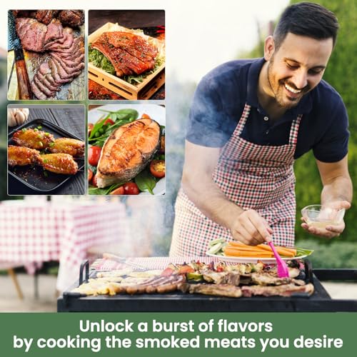 Image of Meat Temperature Chart for Smoker - 30 Meat Types with Smoking Time, Internal Temp & Wood Flavor, Splash-Resistant Pellet Grill & BBQ Smoker Accessories, Kitchen Grilling Gifts for Men Dad Horizontal