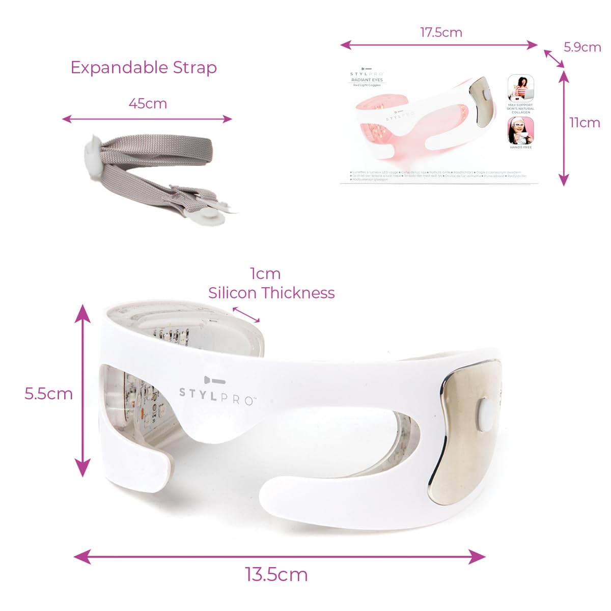 STYLPRO Radiant Eyes Rotlichttherapie-Brille für feine Linien und Falten um die Augen
