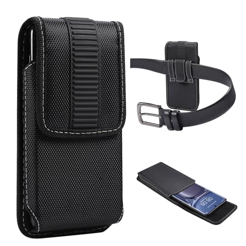 ZDJKAFREH Funda de Nailon Resistente con Clip for cinturón, Compatible con iPhone 16, 15, 14, 13 y 12 Pro MAX. Compatible con Galaxy S25, S24, S23, S22 y S21 Ultra, Pixel 9, 8, 7 y 6 Pro.