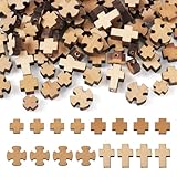 Craftdady 80 cuentas de cruz de madera natural de Burlywood, cuentas decorativas de madera sin terminar, cuentas de rosario espaciadoras para collares, pulseras, aretes, joyería, suministros de