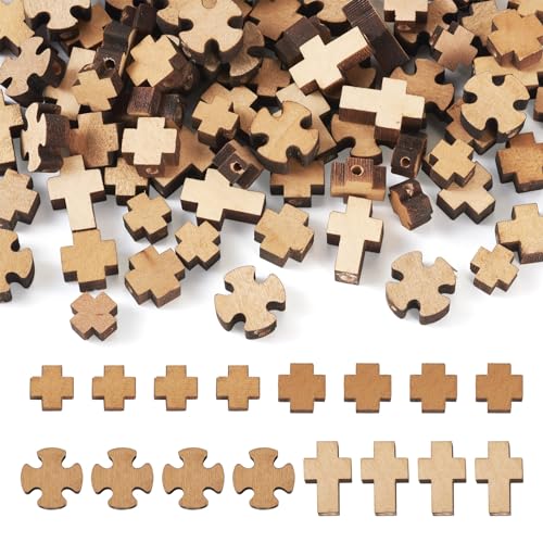 Recopilación de Madera sin acabado Top 5. 47 Craftdady - 80 abalorio de madera natural con cruz de Burlywood, abalorio decorativas de madera sin acabar, abalorio espaciadoras de rosario para collar, pulsera, arete, joyería,...