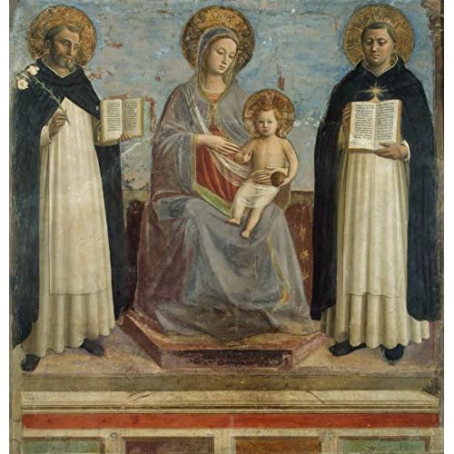 Fra Angelico The Virgin and Child with Saints Dominic and Thomas Aquinas 1424-1430 The State Hermitage Museum St Petersburg 24" x 23" Fine Art Giclee Canvas Print (Unframed) Reproduction