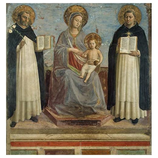 Fra Angelico The Virgin and Child with Saints Dominic and Thomas Aquinas 1424-1430 The State Hermitage Museum St Petersburg 24" x 23" Fine Art Giclee Canvas Print (Unframed) Reproduction