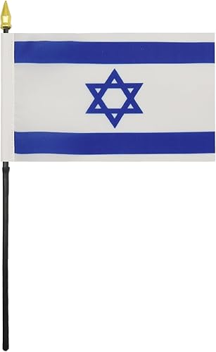 Miniatura 2 de AZ FLAG - Bandera de mesa de Israel de 4 x 6 pulgadas - Mini bandera israelí de escritorio 100% poliéster 5.9 x 3.9 in - Cartel de oficina con poste