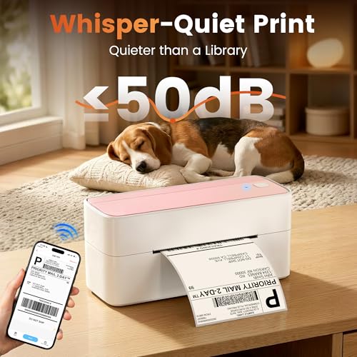Image of Phomemo 241BT High-Speed Shipping Label Printer 220mm /s & 4X6 Shipping Address Label (Pack of 250 4x6 Fanfold Labels), 4X6 Wireless Thermal Label Printer for Small Business