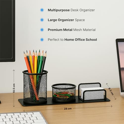 Image of The Better Home Iron Mesh Desk Organizer | Multi-Purpose Rust-Free | Home & Office | Includes Pen /Pencil Holder | Metal Mesh Design | 1 Pack