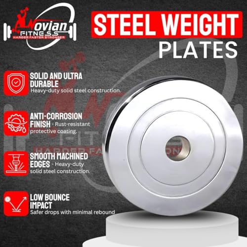 Image of Steel Weight Plates Combo 70KG | Home Gym Steel Set with 5Ft Straight Barbell Rod & 3Ft Curl Bar (25mm), Pair of Steel Dumbbell Rods, Heavy-Duty Collars, Hand Gripper & Gym Gloves - Complete Strength Training Kit for Home Workout