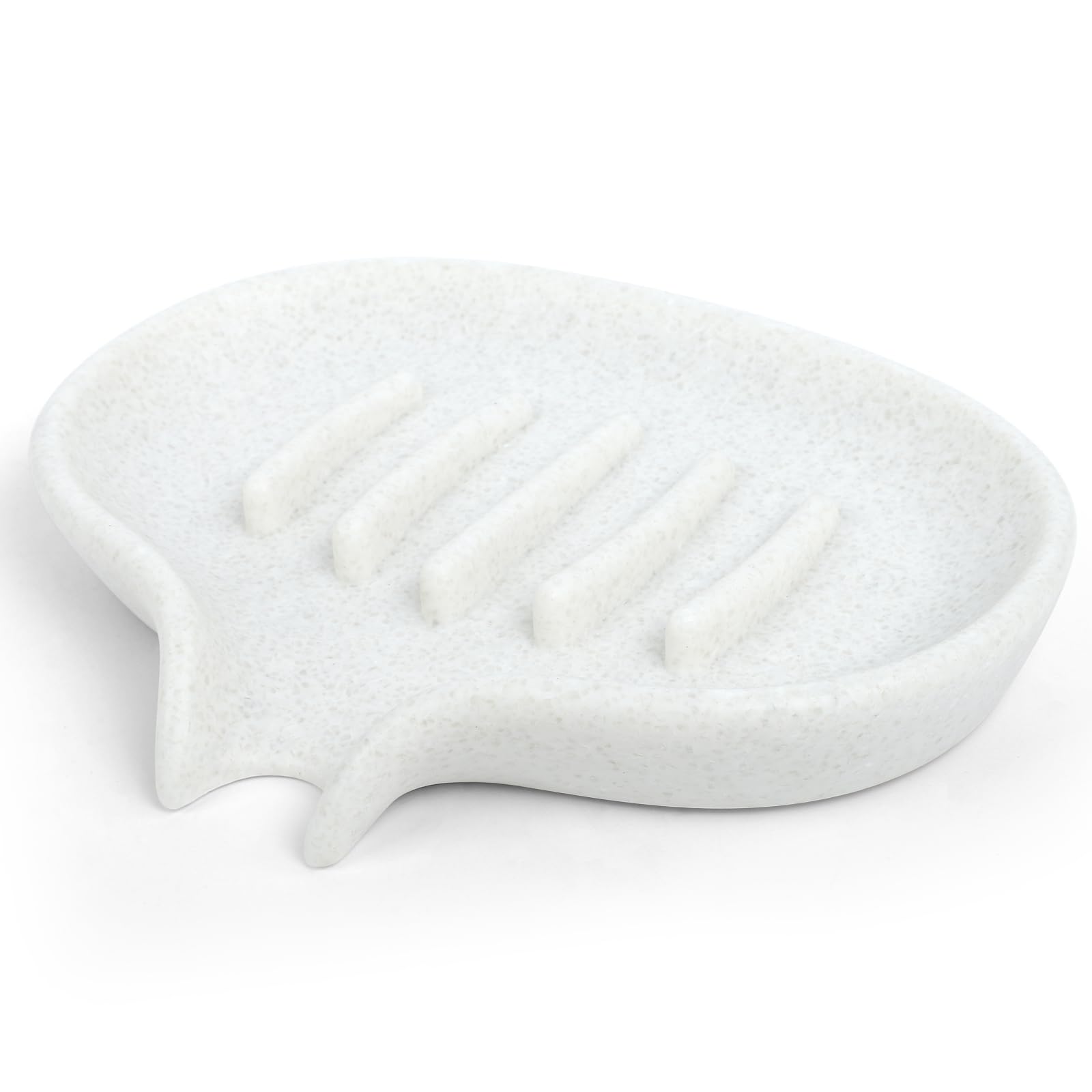 AUGFRYZIAN Self Draining Soap Dish for Shower and Bathroom Sink - Large Marble Resin Soap Holder with Drain, Non Slip Soap Tray for Bar Soap, Kitchen