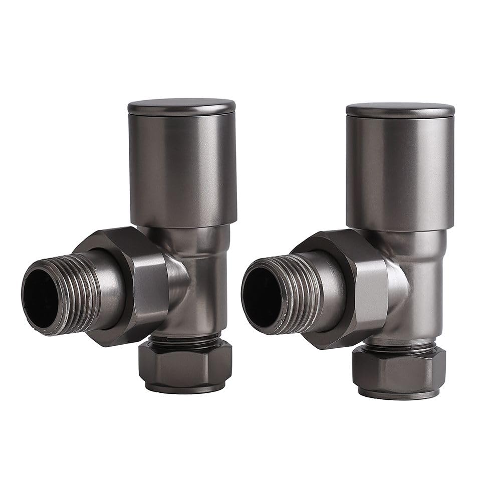 Milano Grey Gunmetal Angled Heated Towel Rail Radiator Valves