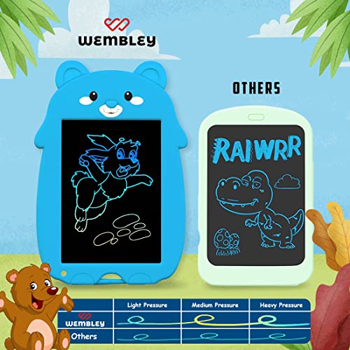 Image of Wembley Bear Design LCD Writing Pad /Tab | Writing, Drawing, Reusable, Portable Pad with Colorful Letters | 9 Inch Graphic Tablet | Writing Scribbling Pad for Kids, Adults with Stylus Pen - (Blue Bear)