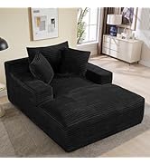 50"W x 68"D Oversized Chaise Lounge Chair Indoor Boneless Reading Chair Plush Corduroy Recliner L...