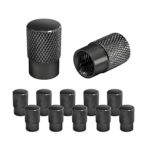 JNNJ Bouchons de Pneu, 12 pièces Bouchons Valve Pneu, Aluminium Alloy Capuchon Antipoussière de Roue, Universel pour Voitures, Résistant à la Corrosion, Capuchon de Valve Moto(Noir)
