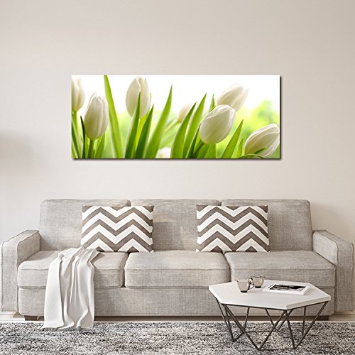 DekoGlas Afbeelding op glas 'Tulpen' echt glas afbeelding keuken, wandafbeelding hal foto's woonkamer wanddecoratie, eendelig 125x50 cm - Afbeelding 3