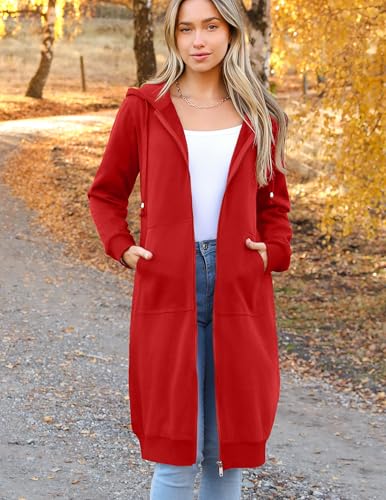 Zeagoo Women's Zip Up Hoodies Oversized Fleece Long Tunic Sweatshirts Casual Long Sleeve 2024 Fall Hoodie Jacket Coat