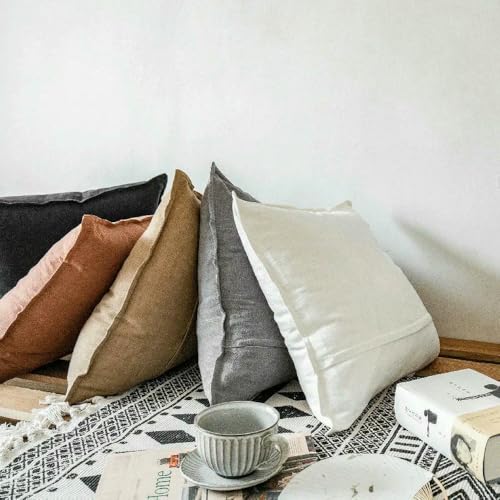 Housse de coussin décorative ramie douce couleur unie salon et lit