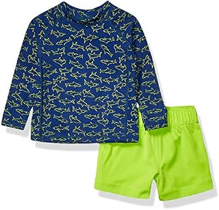 Amazon Essentials UPF 50+ Baby Boy's 2-Piece Long-Sleeve Rashguard and Trunk Set, Blue
