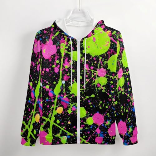 Graffiti Fall Men's Long Sleeve Zip Up Hoodies Drawstring Hooded Cardigan3