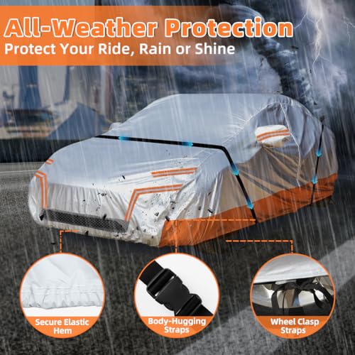 Image of Car Cover Custom fit Tesla Model-Y with Cab Door Zipper, Car Cover Waterproof All Weather with Ventilated Mesh Charging Port Door