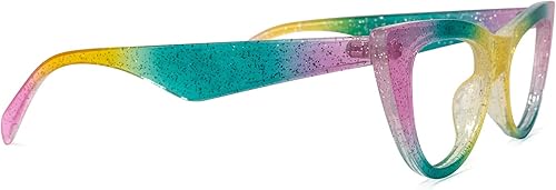 Miniatura 6 de Vooglam - Lentes de bloqueo de luz azul multicolor para mujer, diseño de ojo de gato, diseño de unicornio, arcoíris, antifatiga ocular y UV