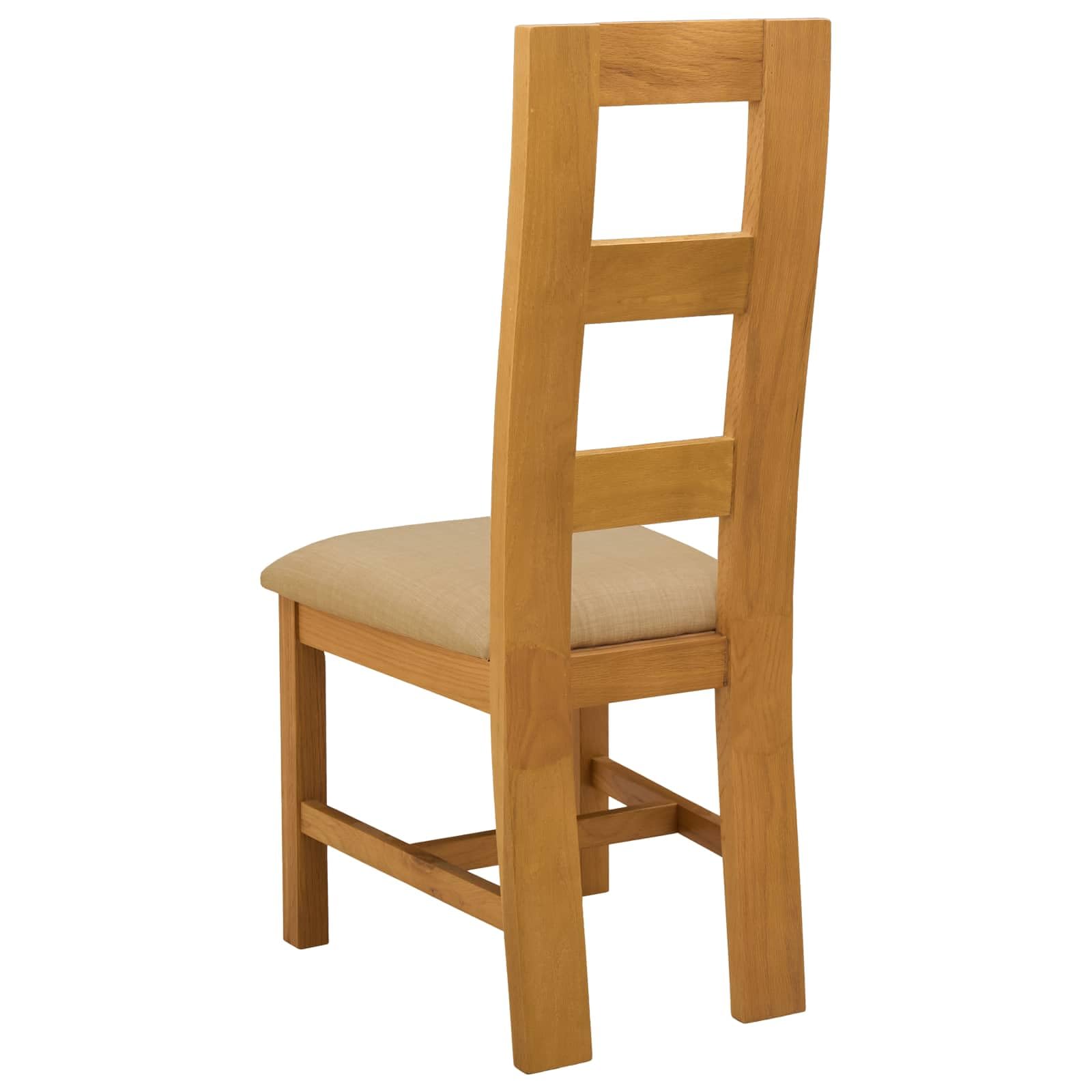 Krzesło do jadalni, zestaw 2 sztuk, z litego drewna dębowego, beżowe, z tapicerką i ergonomicznym oparciem, do kuchni i jadalni, nowoczesne wzornictwo, wygodne siedzisko