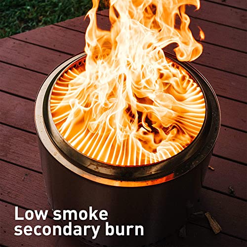 Image of Solo Stove Yukon Backyard Bundle 2.0 | Incl. Yukon Smokeless Fire Pit with Stand, Shelter, Shield, Lid, Portable for Wood Burning, Removable Ash Pan, Stainless Steel, H: 19.8in x Dia: 27in, 50.85lbs.