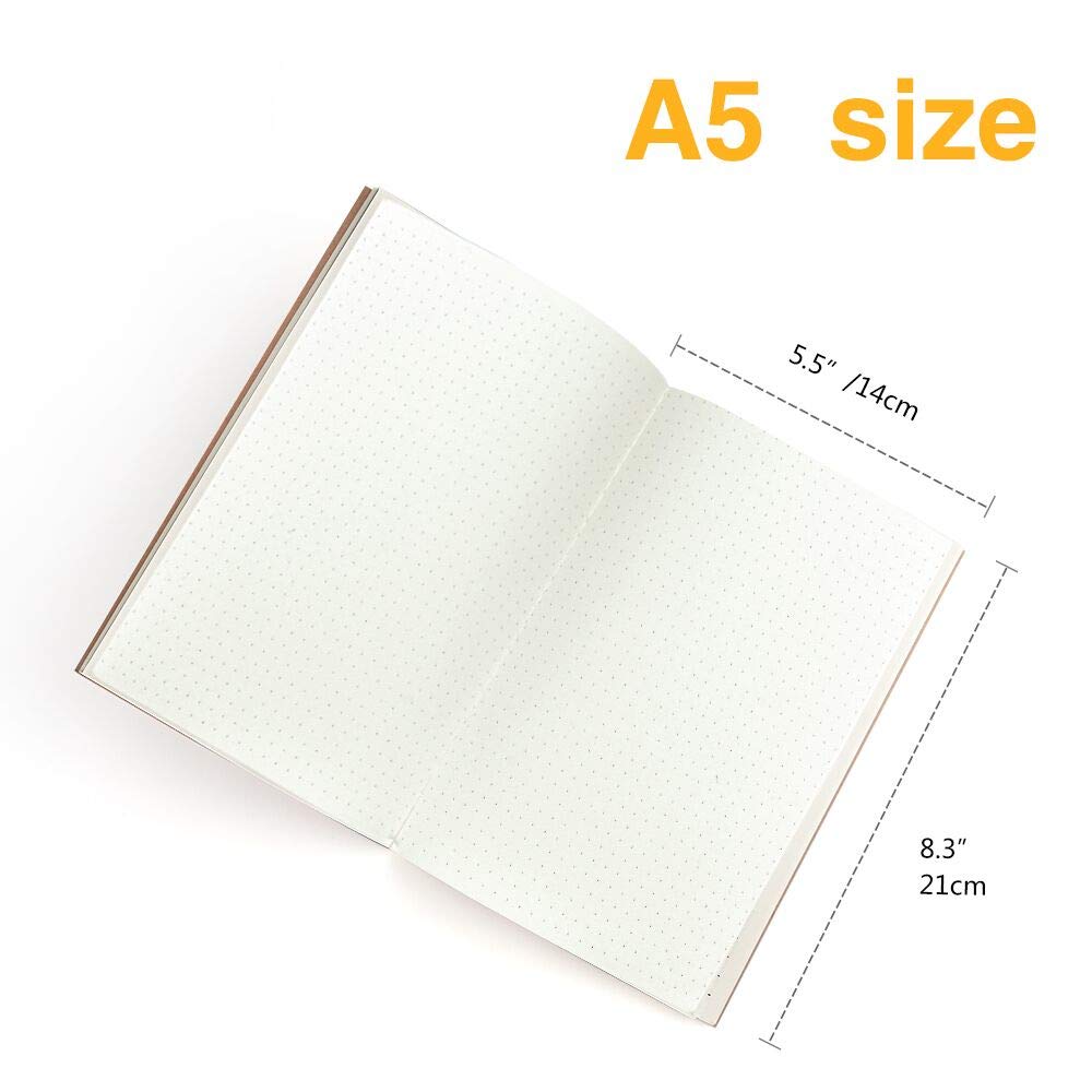 Coopay Paquete de 24 cuadernos de papel kraft con cubierta marrón de cuadrícula de puntos para viajeros, oficina, hogar, escuela, negocios, tamaño A5, 8.3 x 5.5 pulgadas, 60 páginas