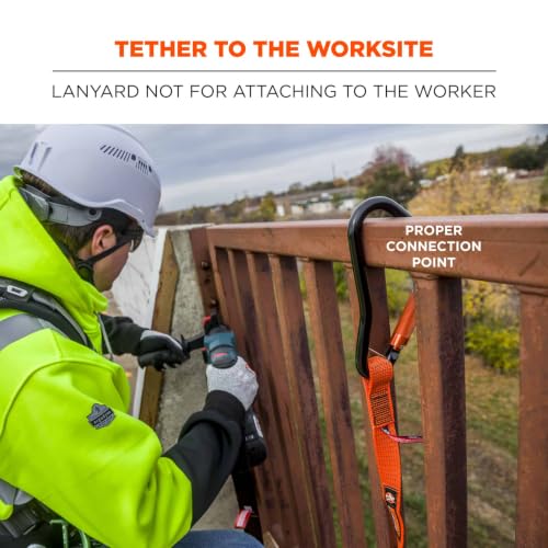 Image of Ergodyne Squids 3148 Heavy Duty Tool Lanyard, Carabiner and Loop End, Tool Weight Capacity 80lbs, Orange