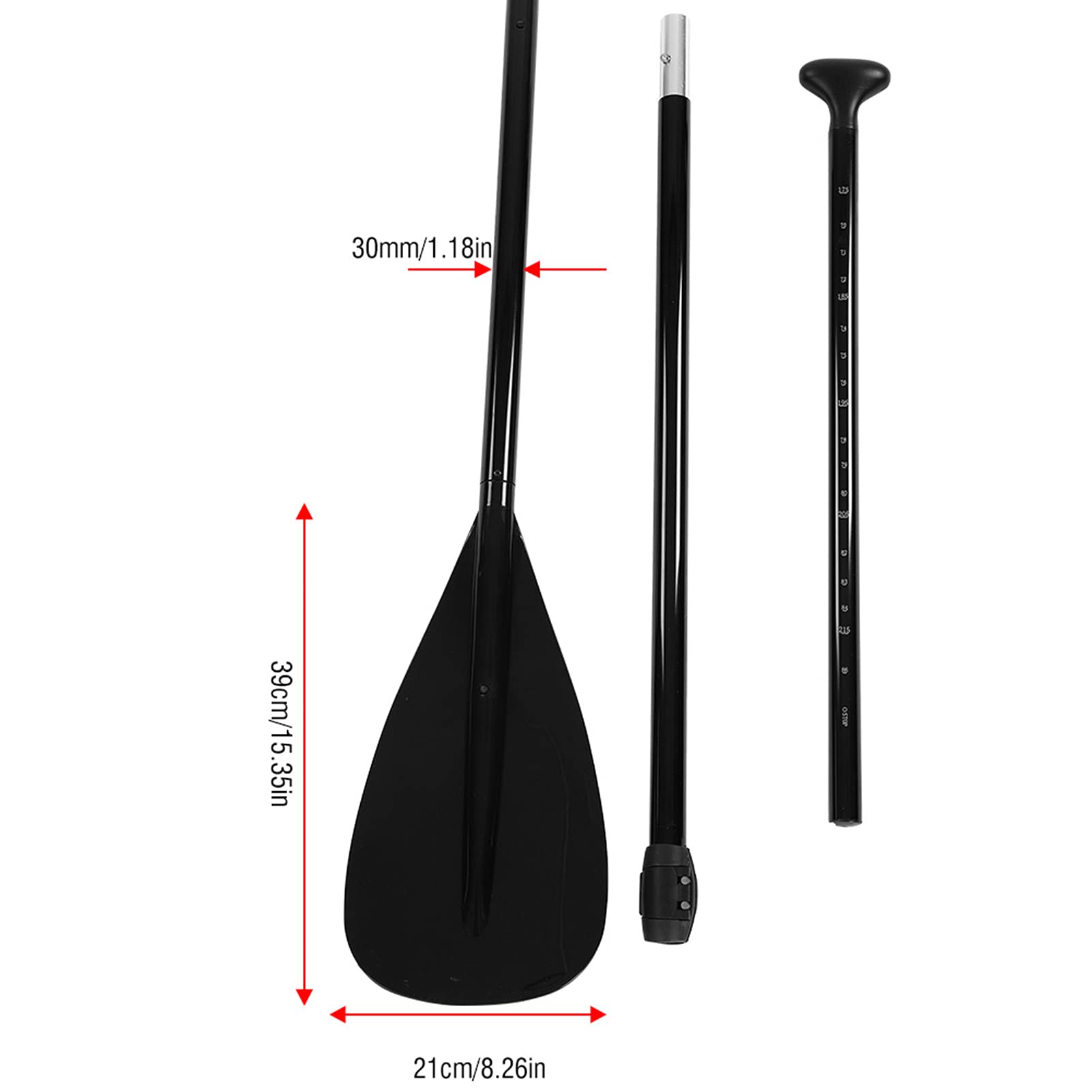 Bediffer Deska Surfingowa Paddle z Wytrzymałego Stopu Aluminium i Chowanej Długości dla Entuzjastów Pływania łódką i Kajakarstwa Classic Black