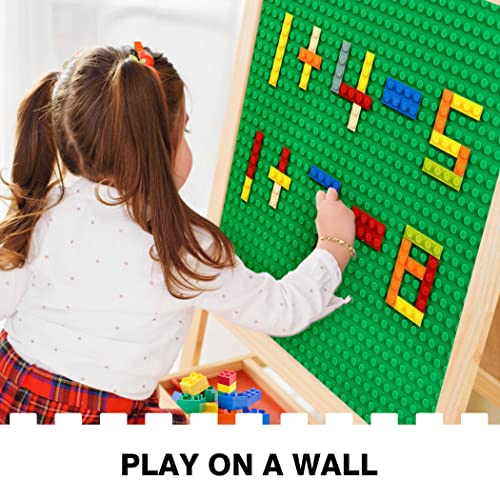 Image of 8 Pack Peel-and-Stick Building Baseplates, 10 inchx10 inch Classic Building Boards - 100% Compatible with All Major Brands of Toy Building Sets, Sturdy Stacking Play Table Top, Blue /Green