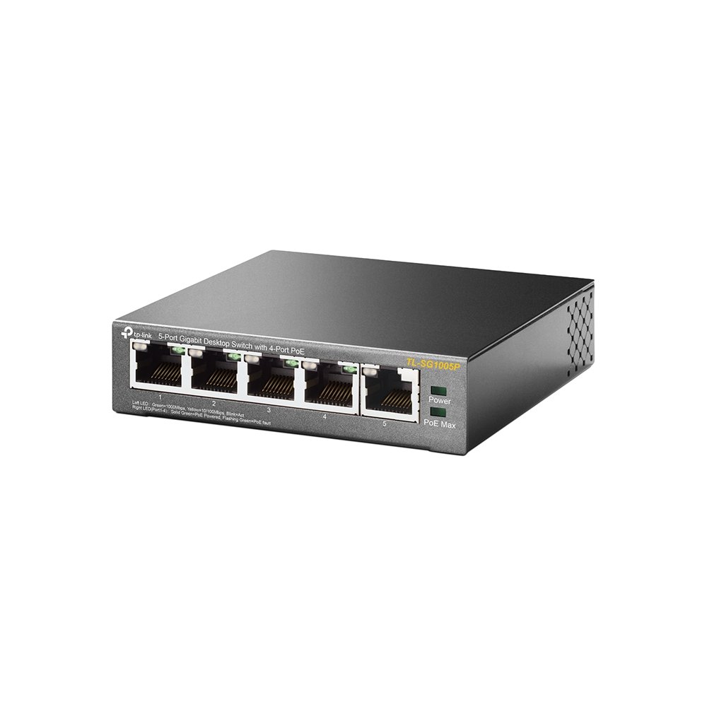 TP-Link EAP245 Point d'accès Wi-FI Double Bande AC1750 Gigabit - Plafonnier (450Mbps en 2.4GHz + 1300Mbps en 5GHz), Blanc & Switch PoE (TL-SG1005P V2) 5 Ports Gigabit, 4 Ports PoE+, 65W