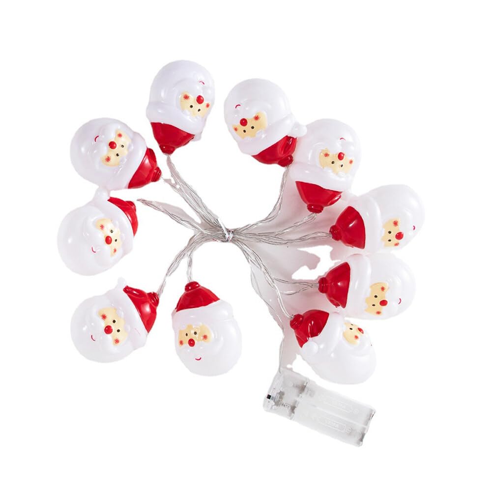 Uposao Luz de decoración de Navidad, 1,5 m, 10 luces LED de muñeco de nieve de Navidad IP44, impermeable, funciona con pilas, decoraciones de Navidad para el hogar, interior, jardín, balcón, fiesta,